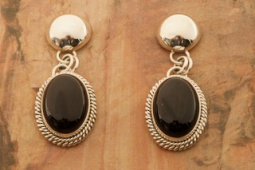 Artie Yellowhorse Genuine Black Onyx Sterling Silver Post Earrings